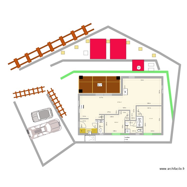 plan Karim. Plan de 5 pièces et 75 m2