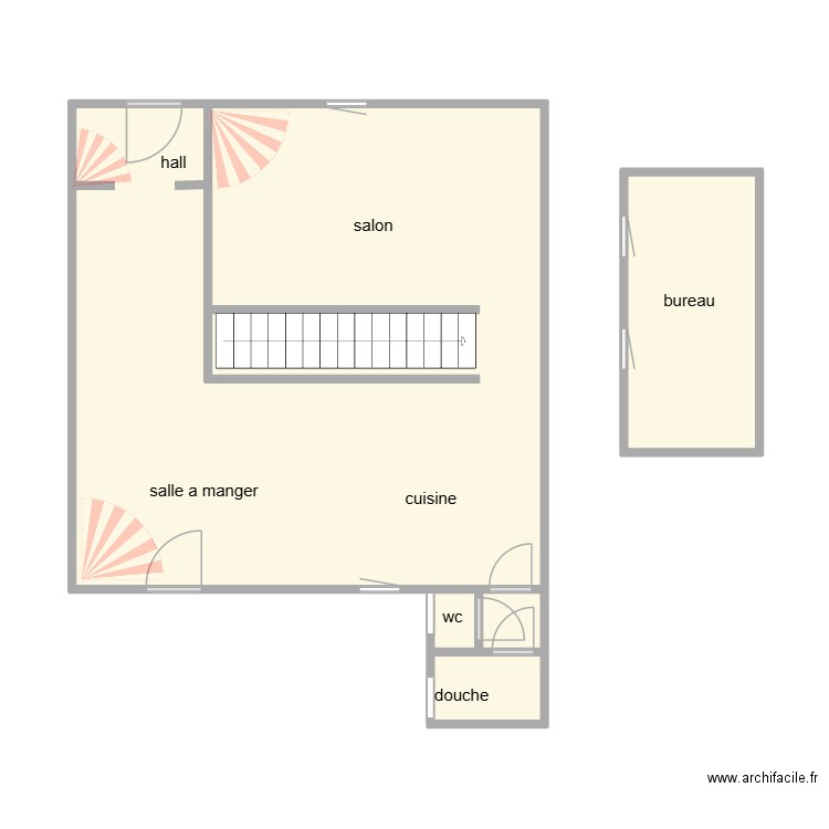 plan LEFEBVRE. Plan de 5 pièces et 56 m2