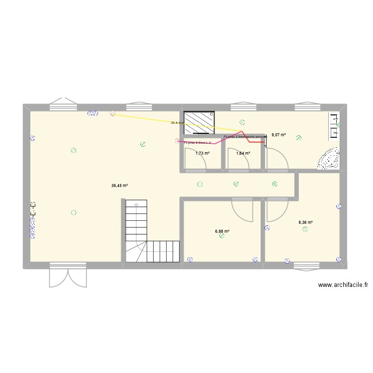 plan chacha ligne direct. Plan de 6 pièces et 64 m2