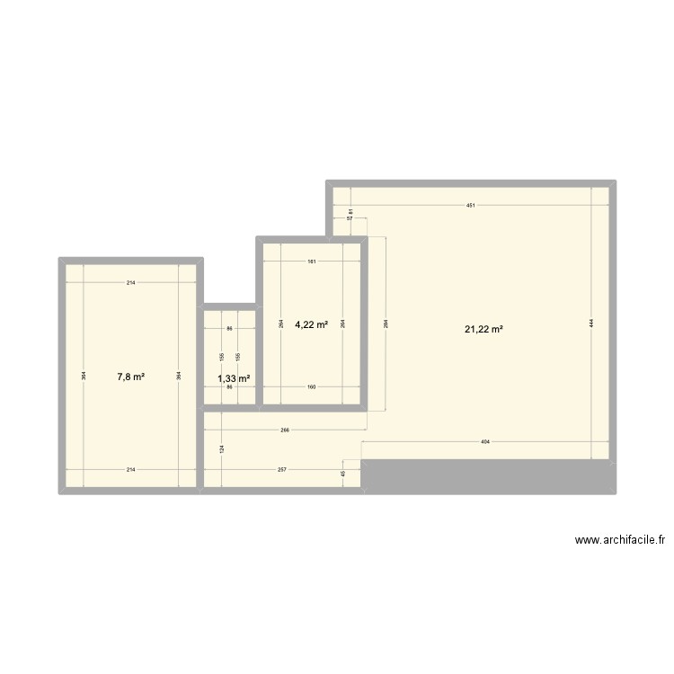 BATOUX. Plan de 5 pièces et 36 m2