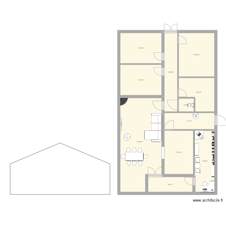 maison 4. Plan de 11 pièces et 136 m2