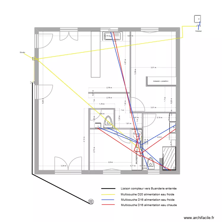 Comp&egrave;re Guilleri 2026 02 22 02 Plomberie. Plan de 0 pièce et 0 m2