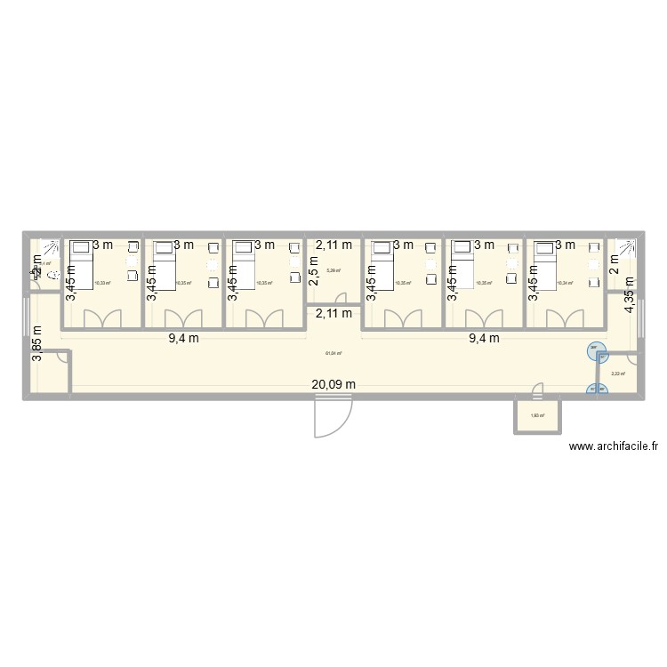 Plan1. Plan de 11 pièces et 135 m2