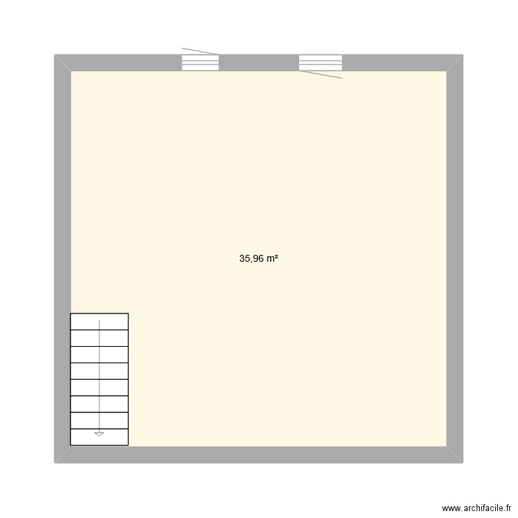 ETAGE MAISON. Plan de 1 pièce et 36 m2
