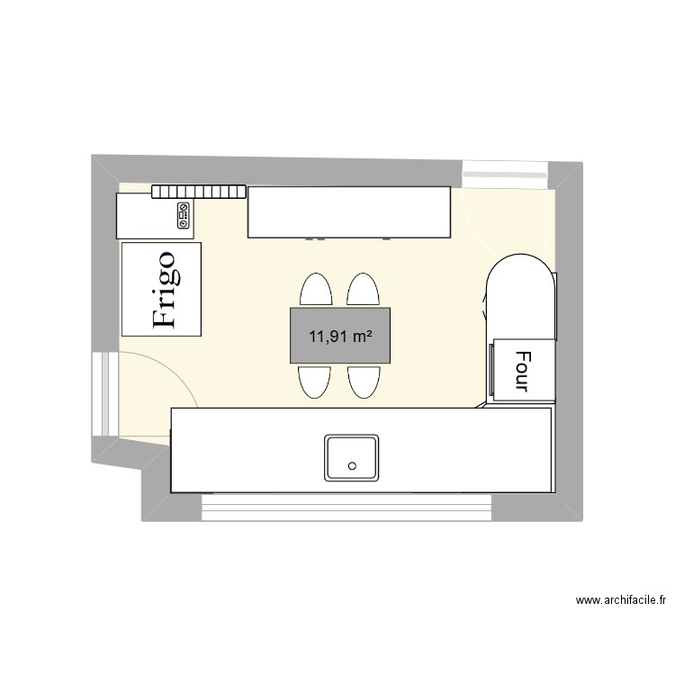 SOSOC. Plan de 1 pièce et 12 m2