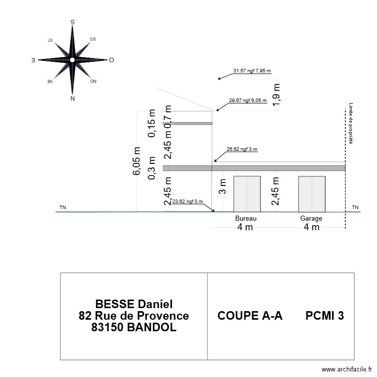 BESSE - Coupe A-A. Plan de 0 pièce et 0 m2