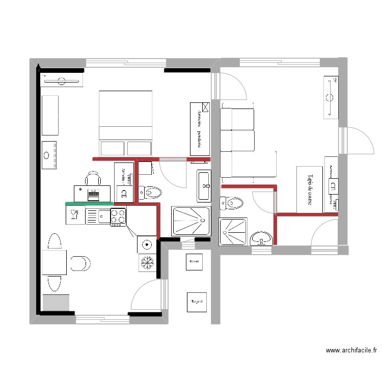 Chambre 7 - Chambre 6 - V8 (plus grande). Plan de 0 pièce et 0 m2