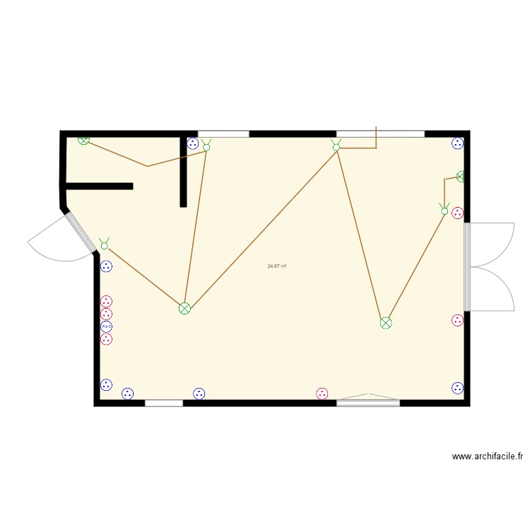salon  sejour. Plan de 1 pièce et 25 m2