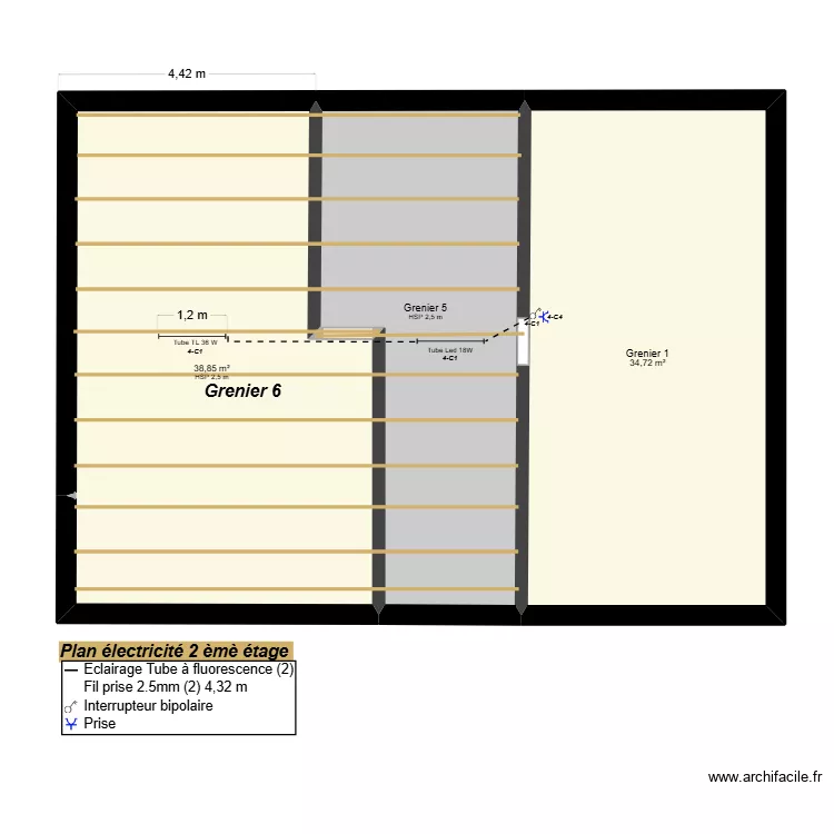 2026-02-28-Plan électrique du niveau 2 étage. Plan de 3 pièces et 97 m² 2026-02-28-Plan électrique du niveau 2 étage. Plan de 3 pièces et 97 m²