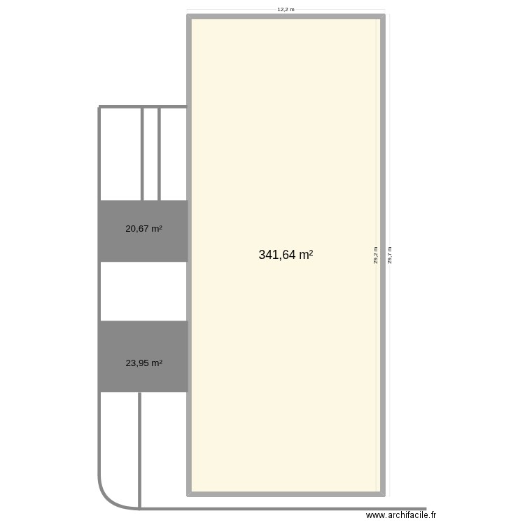 exterieur. Plan de 1 pièce et 342 m2