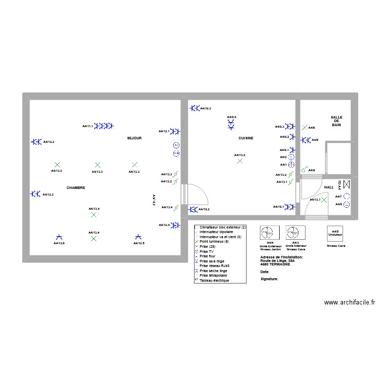 Appartement A4. Plan de 5 pièces et 63 m2