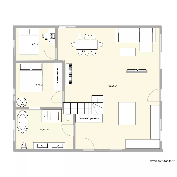 plan B. Plan de 4  et 84 m²