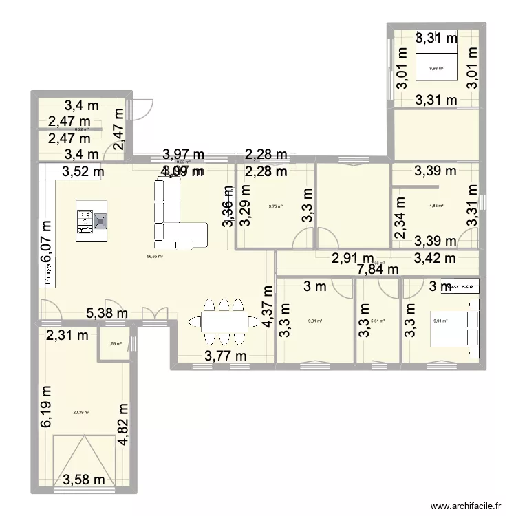 maison plein pied modifier. Plan de 12  et 151 m²