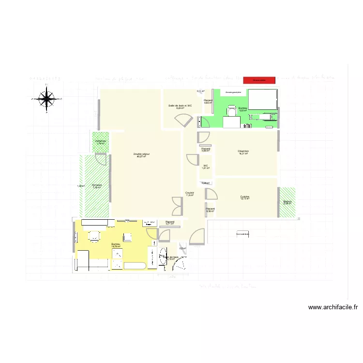 Plan chm bureau T. Plan de 20  et 138 m²