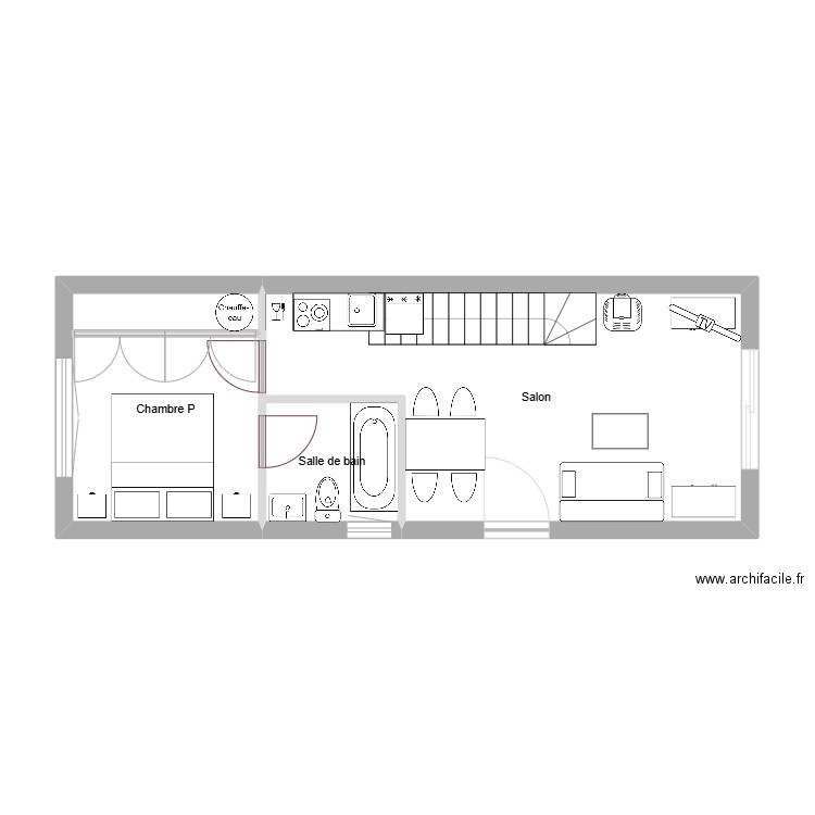 maison. Plan de 3 pièces et 36 m2