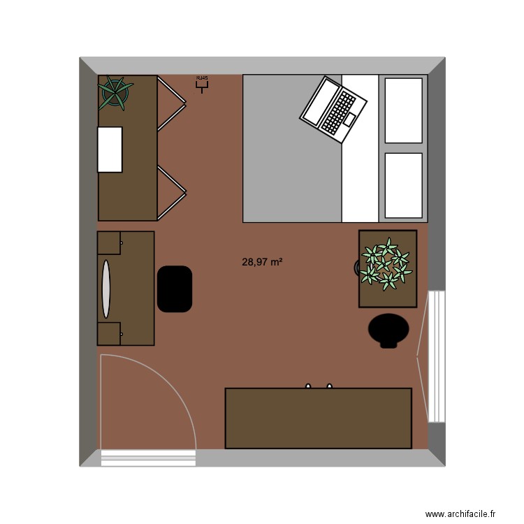 ma chambre. Plan de 1 pièce et 29 m2