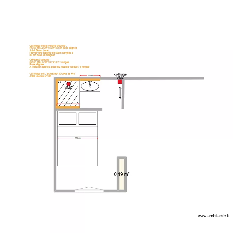 AILLERET 7 &egrave;me &eacute;tage . Plan de 