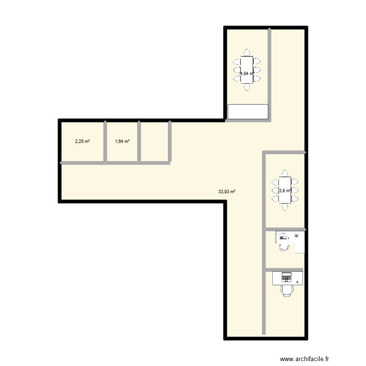 bilia etage. Plan de 5 pièces et 47 m2