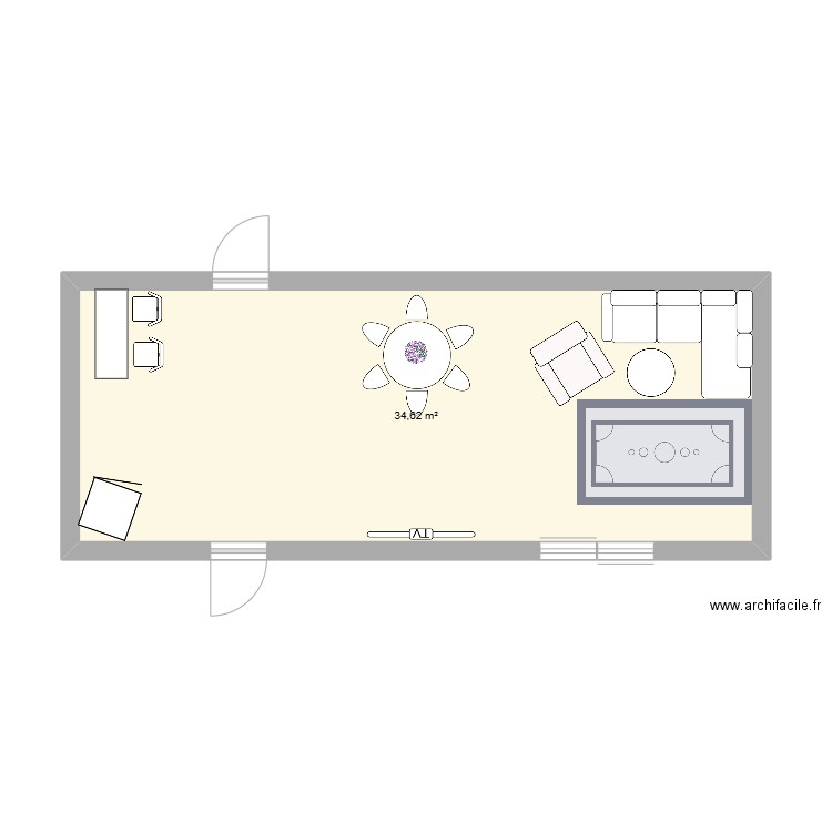 SALON MAMAN. Plan de 1 pièce et 35 m2
