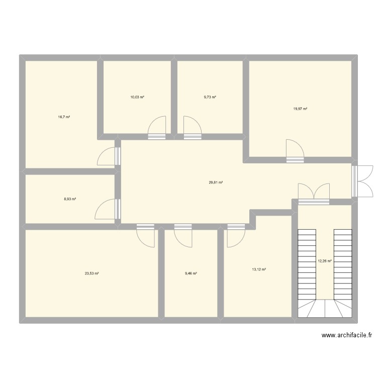 Bureau Drareic. Plan de 10 pièces et 154 m2