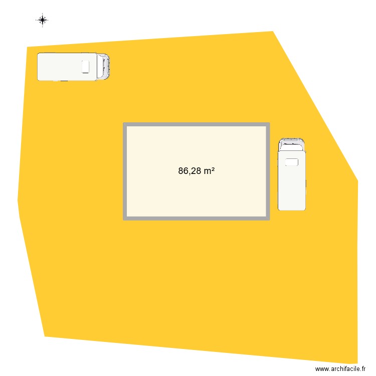 bourg. Plan de 1 pièce et 86 m2