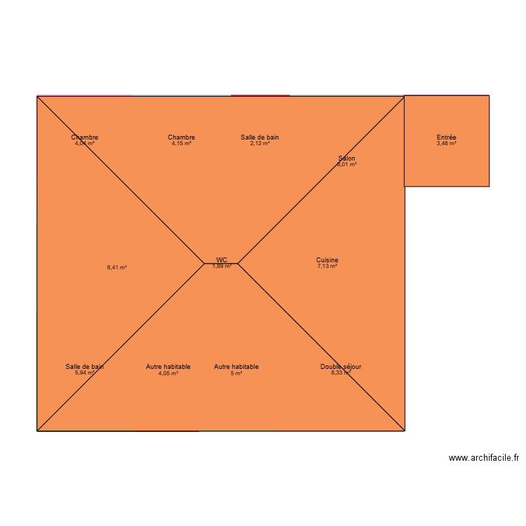 nous. Plan de 12 pièces et 63 m2