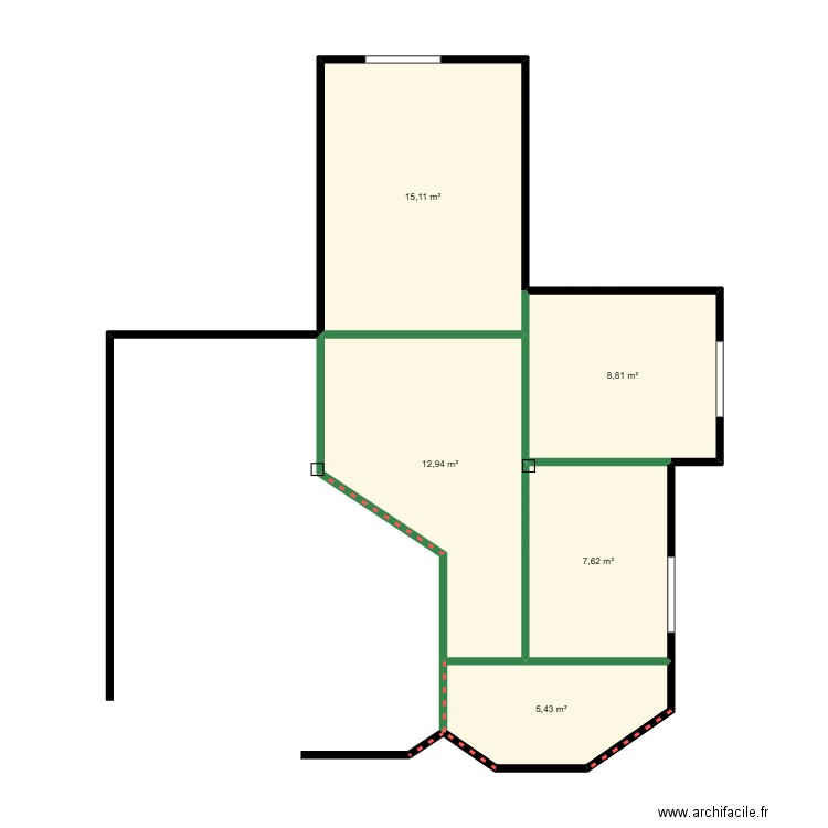 Draft_1. Plan de 5 pièces et 50 m2