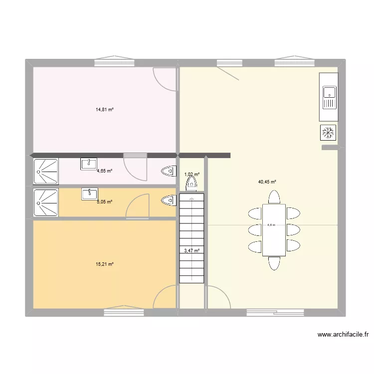 SousSol 2CH. Plan de 7 pièces et 85 m²