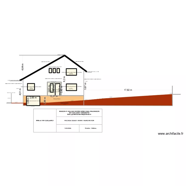 SORIN FACDE OUEST AVANT RENOVATION 2. Plan de 14  et 70 m²