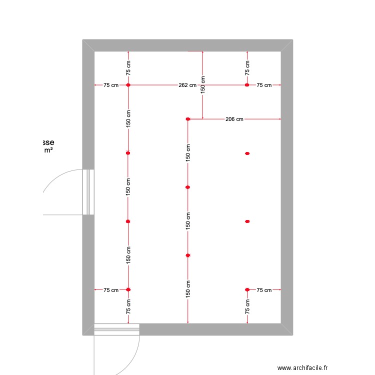 Eclairage terrasse couverte. Plan de 1 pièce et 25 m2