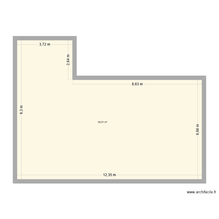 comble. Plan de 1 pièce et 92 m2