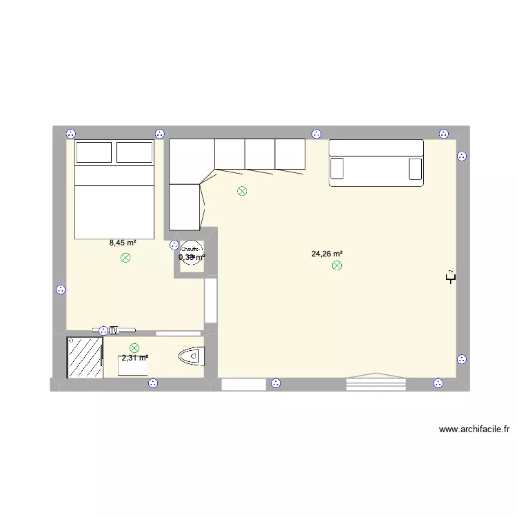 maison sac. Plan de 4  et 35 m²