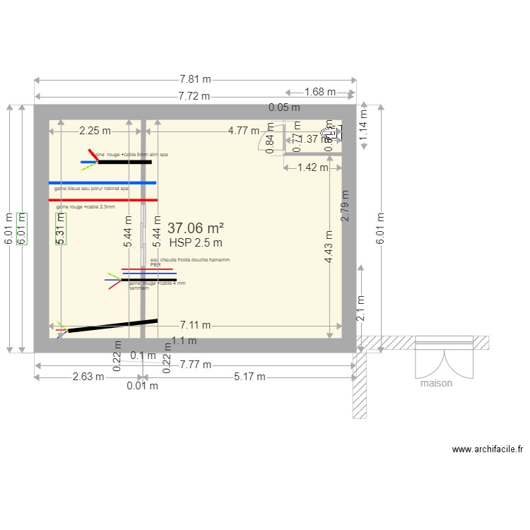 win 27/1. Plan de 1 pièce et 37 m2