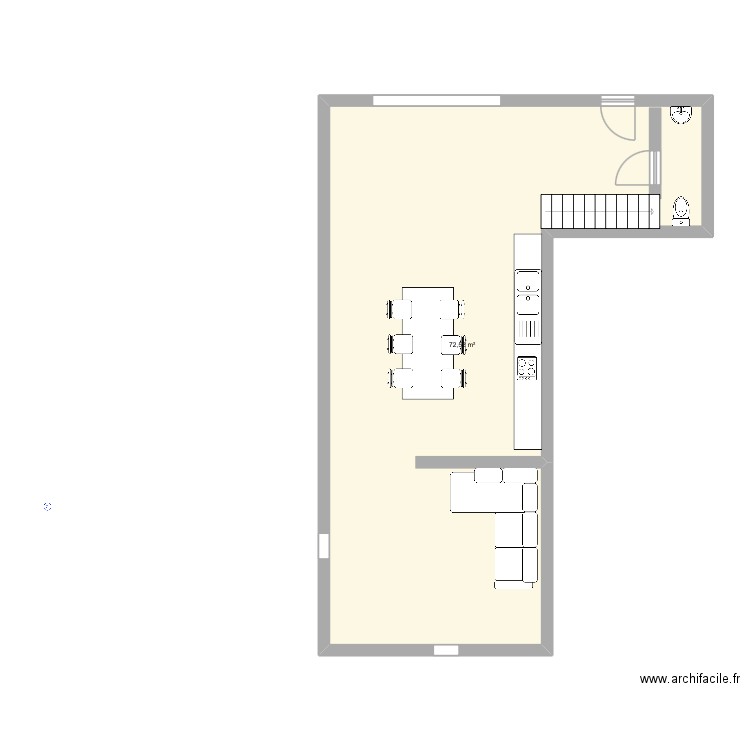 App. Plan de 1 pièce et 73 m2