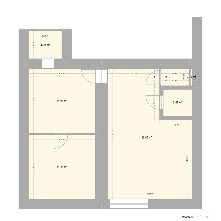 152. Plan de 6 pièces et 68 m2