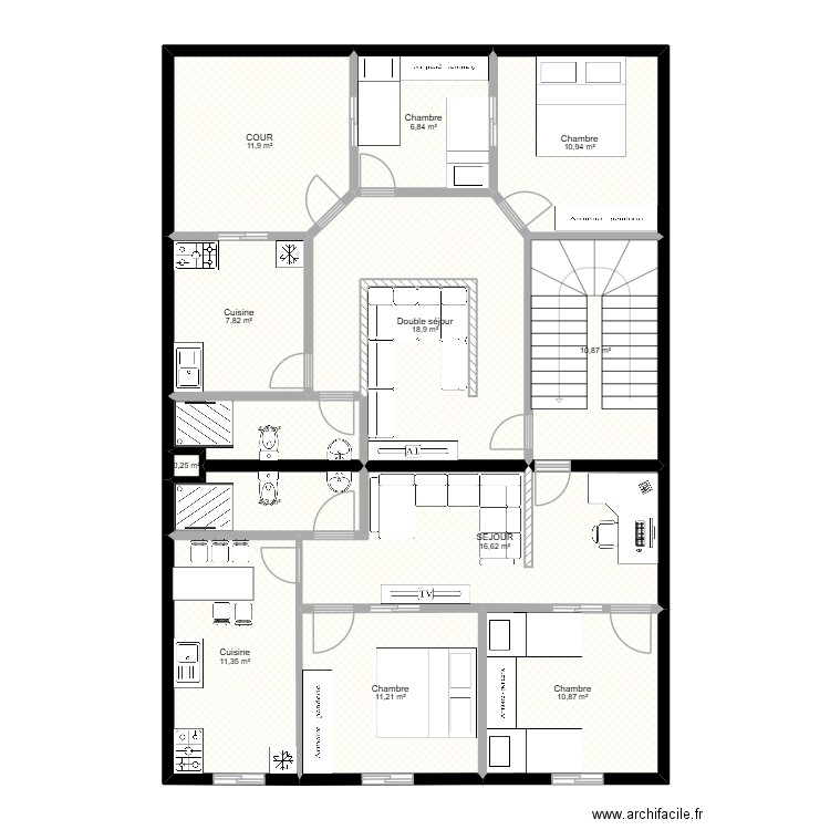 145 2 APPRT V4. Plan de 13 pièces et 126 m2