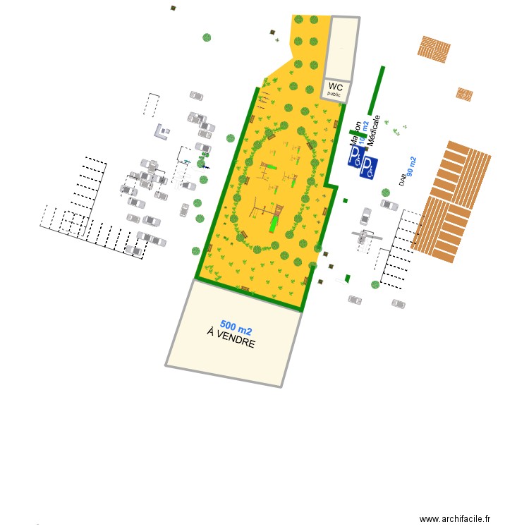 jardin 888. Plan de 3 pièces et 620 m2