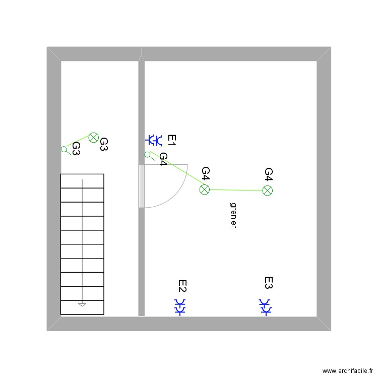 allies. Plan de 1 pièce et 22 m2