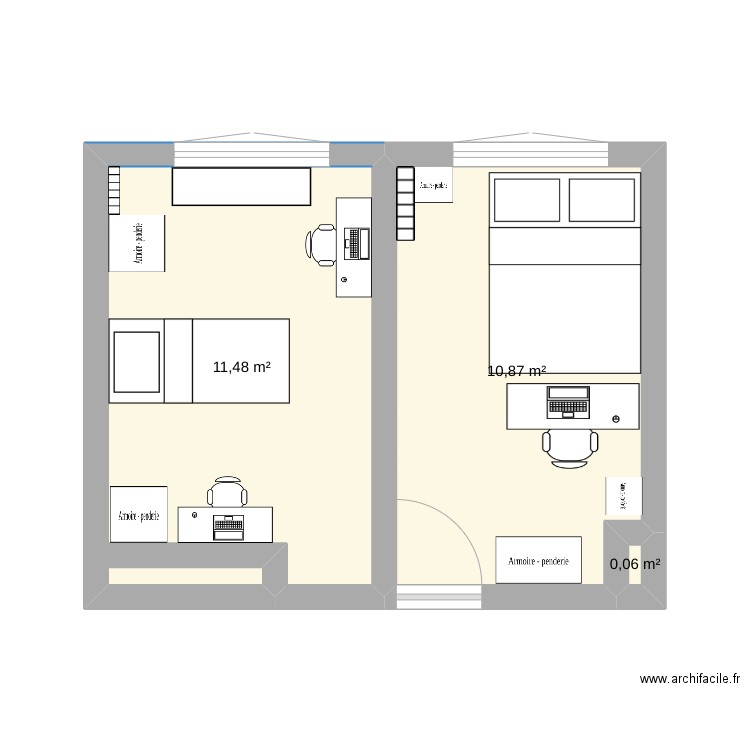 Noah. Plan de 3 pièces et 22 m2