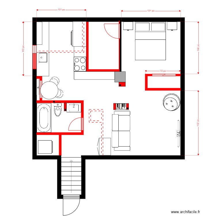 Lavoie Sous-Sol 1. Plan de 1 pièce et 53 m2