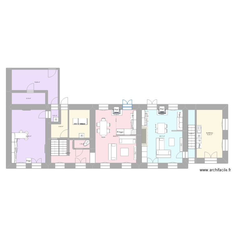 Plans Maison Coloc escalier EXT 2 maisons. Plan de 34 pièces et 395 m2