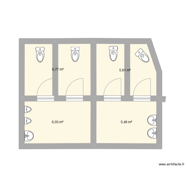toilette RR. Plan de 0 pièce et 0 m2