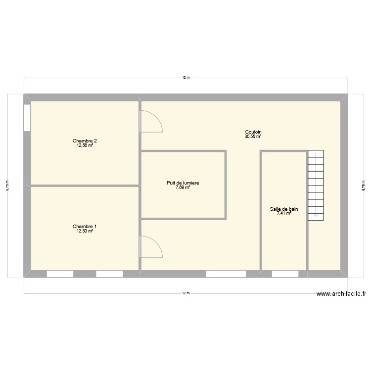 Etage Geffray Matthieu. Plan de 5 pièces et 71 m2