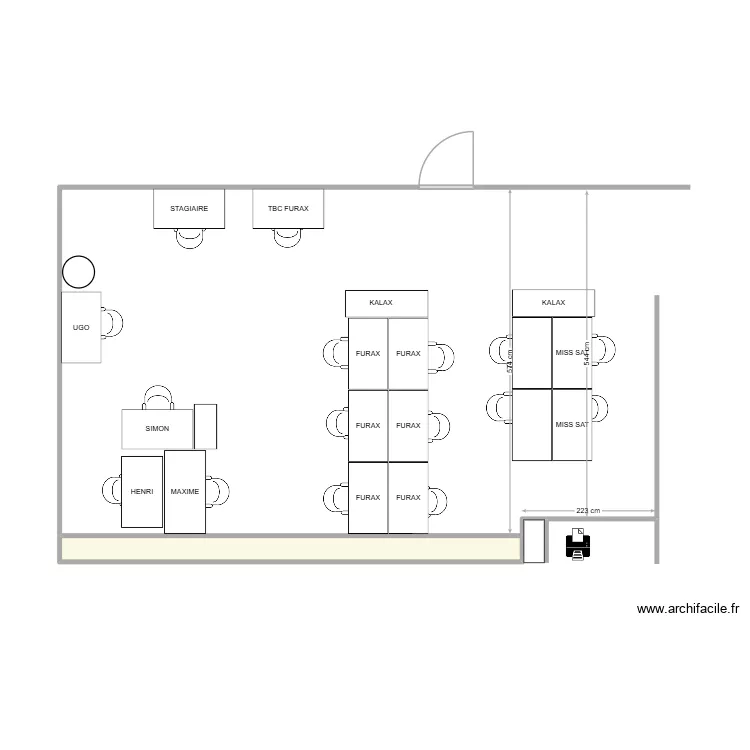 ESPACE FURAX  MISS SATURNE. Plan de 1  et 3 m²