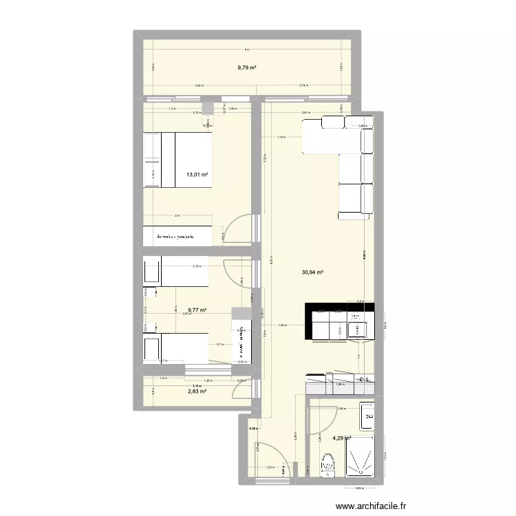 Jasmine Plan. Plan de 6 pièces et 71 m²