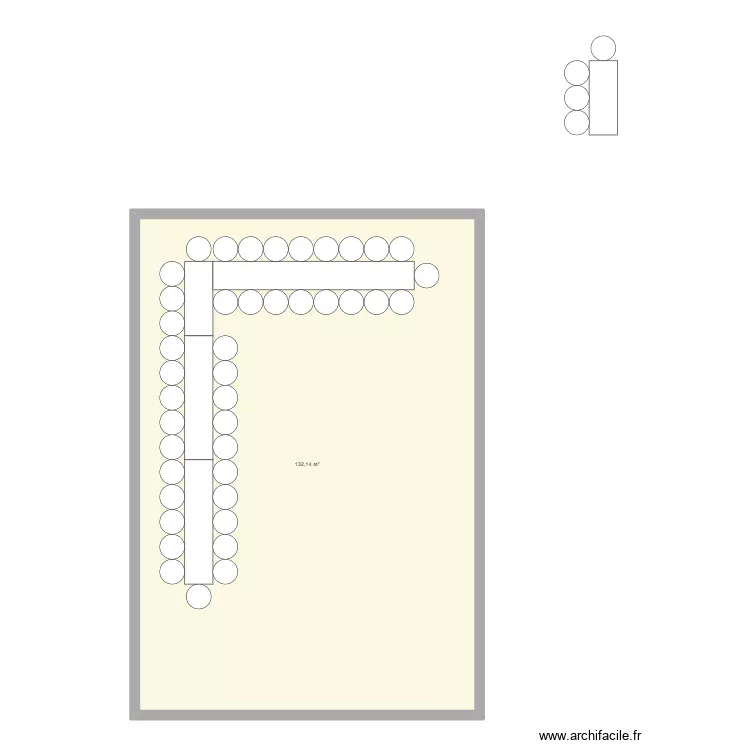 MARIAGE EN L. Plan de 1  et 132 m²
