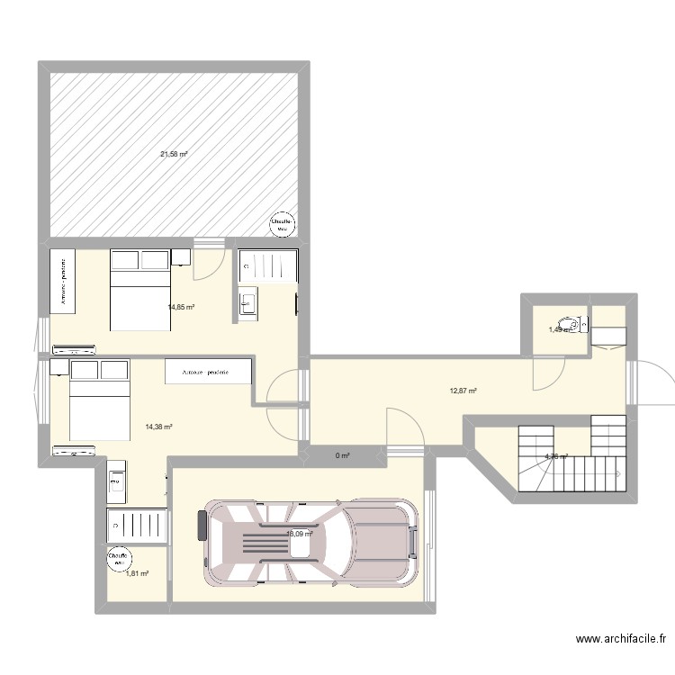 gemenos rénové. Plan de 9 pièces et 90 m2