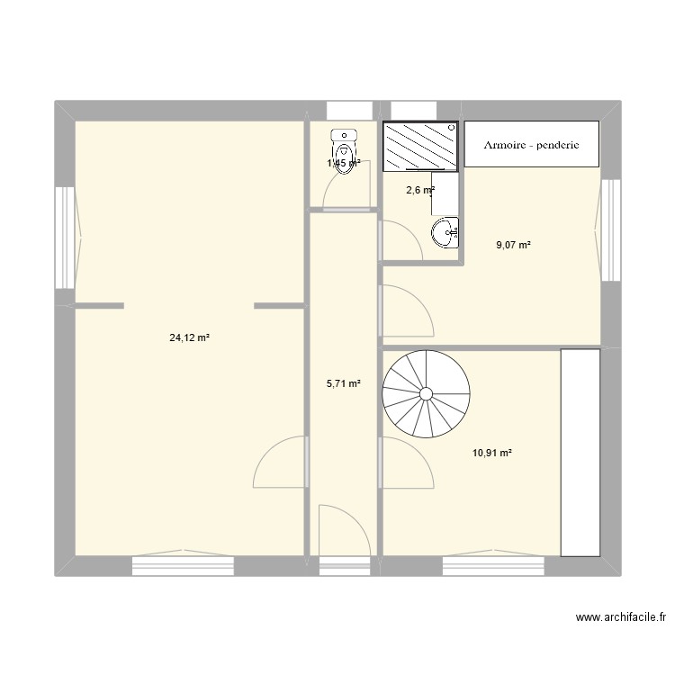 Maison Bretagne. Plan de 6 pièces et 54 m2