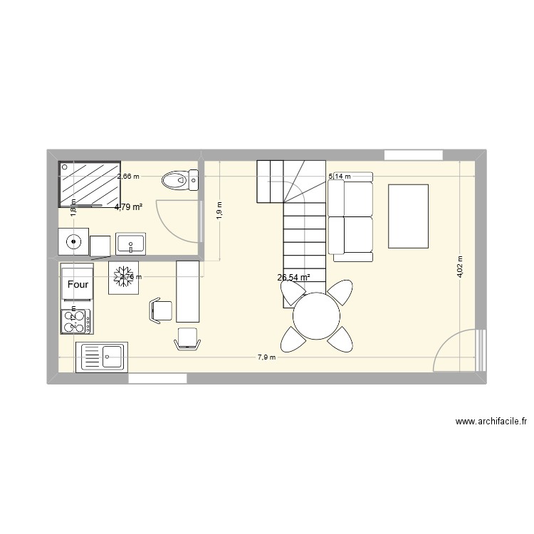plan 2. Plan de 2 pièces et 31 m2