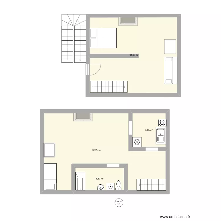 gaucheret 3 arr. Plan de 4  et 75 m²